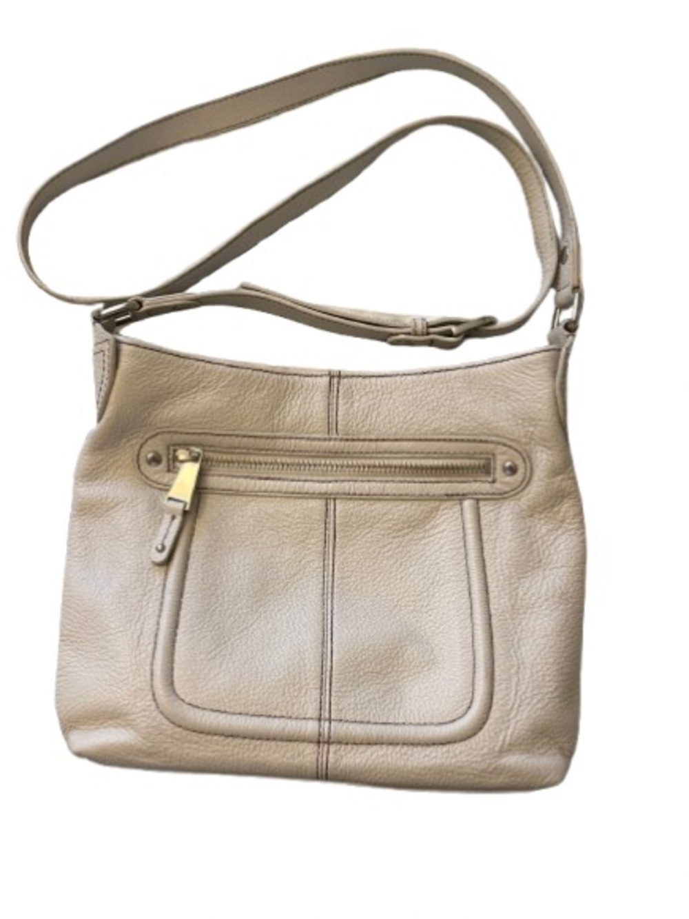 Pelle Studio Cream Pebbled Leather Crossbody Bag Adjustable Strap